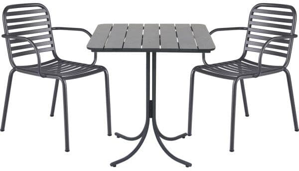 Mandalay Pure Cafésæt L67cm + 2 Stole Ivy Pipe, Antracit