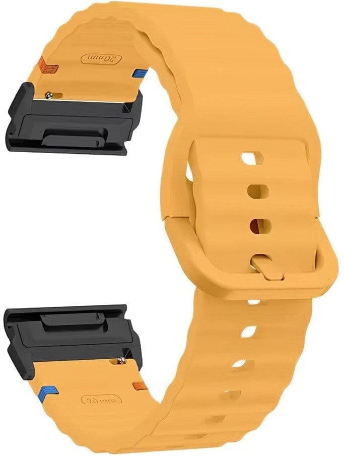 Universal Garmin 26mm QuickFit EIDERWOOD Wavy Silikone Smartwatch Rem - Gul