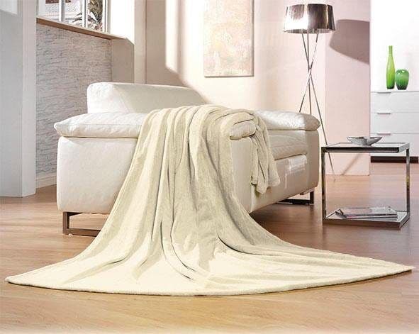 Wohndecke GÖZZE "Memphis", beige (creme), B:180cm L:220cm, Polyester, Wohndecken, Wohndecke, in tollen Unifarben, Kuscheldecke creme B/L: 180cm x 220cm