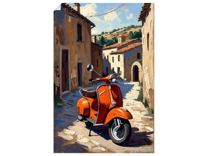 Wandbild ARTLAND Roter Motorroller im Süden von Italien , orange (farbe bild(er): rot), B:80cm H:120cm, Bilder, Wandbild, als Alubild, Leinwandbild, Poster, Wandaufkleber in verschied. Grössen