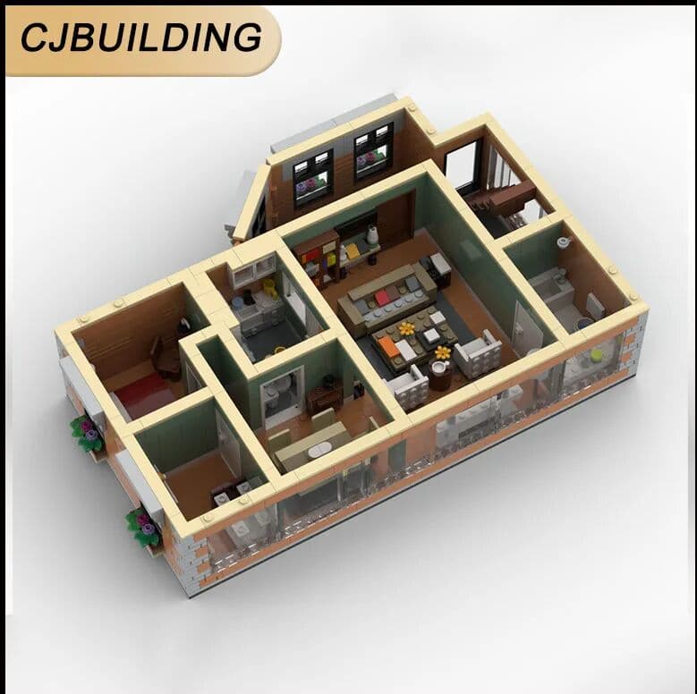 NONE MOC 1096PCS Building Blocks Mitch & Cam's Home Modern Architecture Display DIY Assemble Bricks Collection Creative Toys Gifts