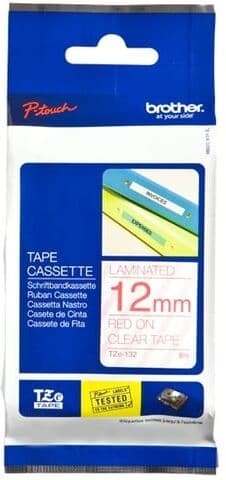 Brother TZe-132 - 12 mm Cinta laminada rojo / transparente (8 m)