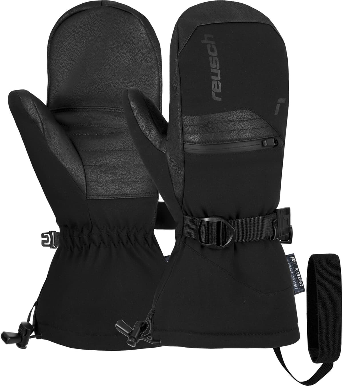 Fäustlinge REUSCH "Torres R-TEX XT Mitten", Damen, Gr. 6,5, schwarz, 80% Polyester, 10% Lederimitat, mehrfarbig, Handschuhe Fäustlinge, mit praktischer Heizkissentasche