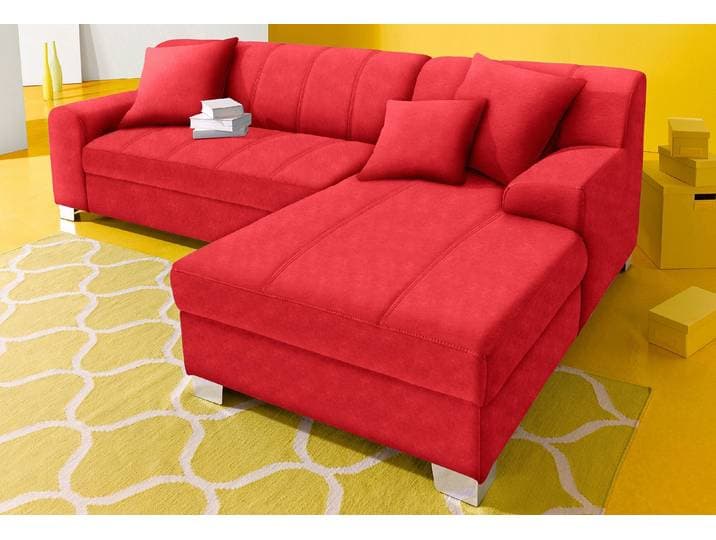 Ecksofa DOMO COLLECTION TURAH 239x152 cm, inkl. Zierkissen, moderne Steppung , rot, B:239cm H:75cm T:152cm, Sofas, Ecksofa, mit Bettfunktion, Schlafsofa, Unser Dauertiefpreis