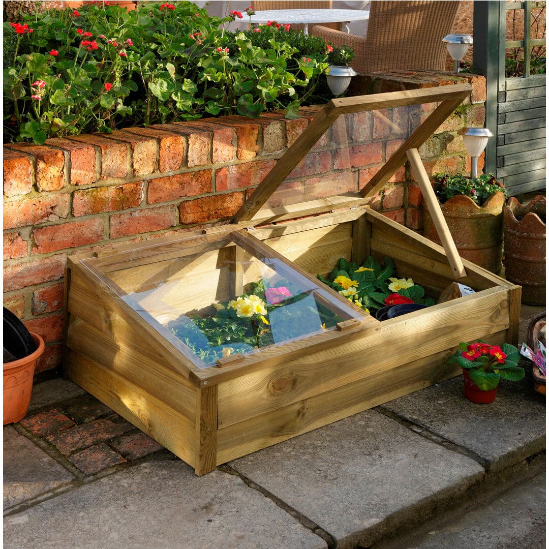 Forest Garden Large Overlap 3.5 Ft. W x 2 Ft. D Cold Frame Natural Timber/Clear 14.96cm H X 42.91cm W X 24.8cm D