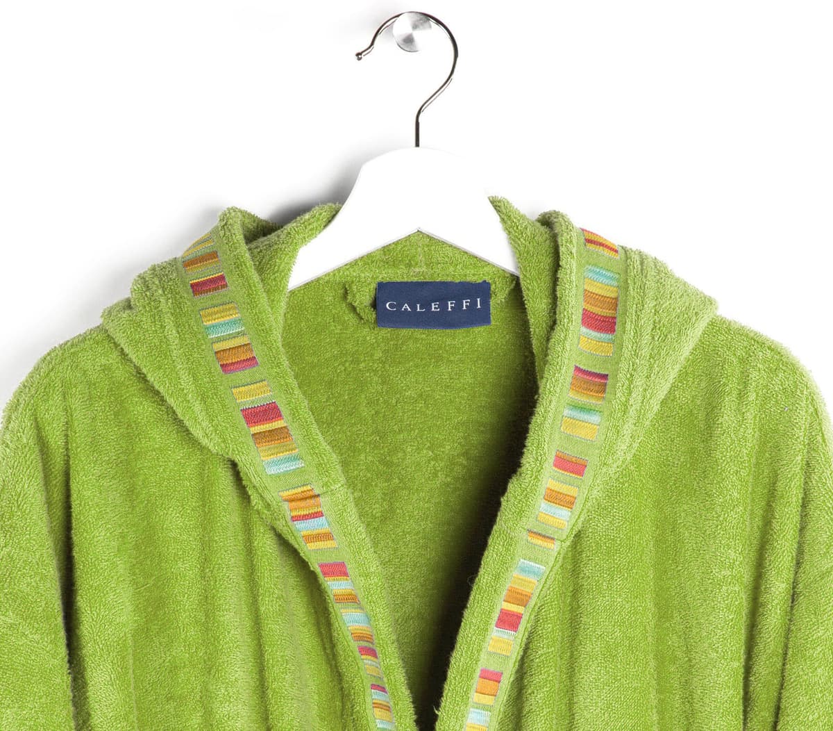 Accappatoio con Cappuccio in Cotone Yupi-junior 6-8 Anni Spugnissima Tinta Unita Verde Caleffi