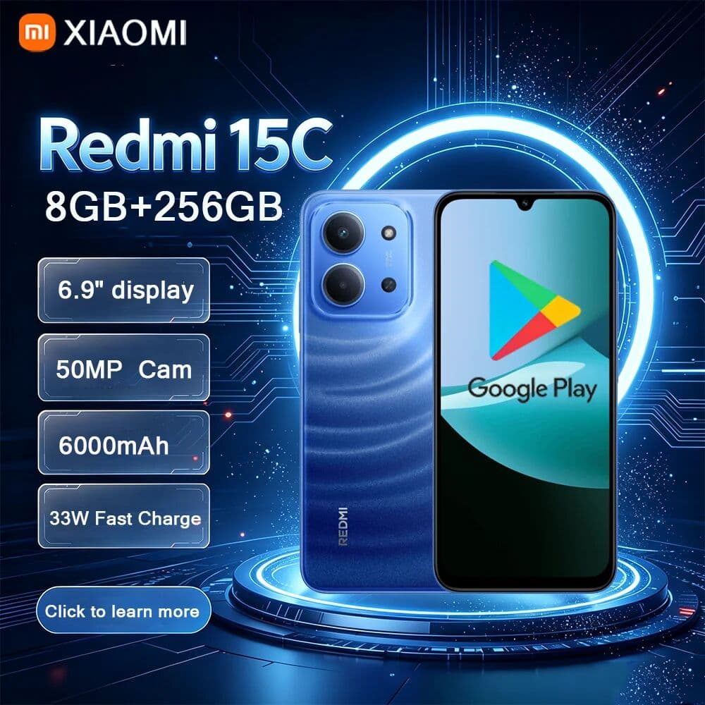 Xiaomi Redmi 15C 8GB+256GB Ultra-slim Android Phone 6000mAh Battery Fingerprint Facial Recognition Smartphone  Arrival