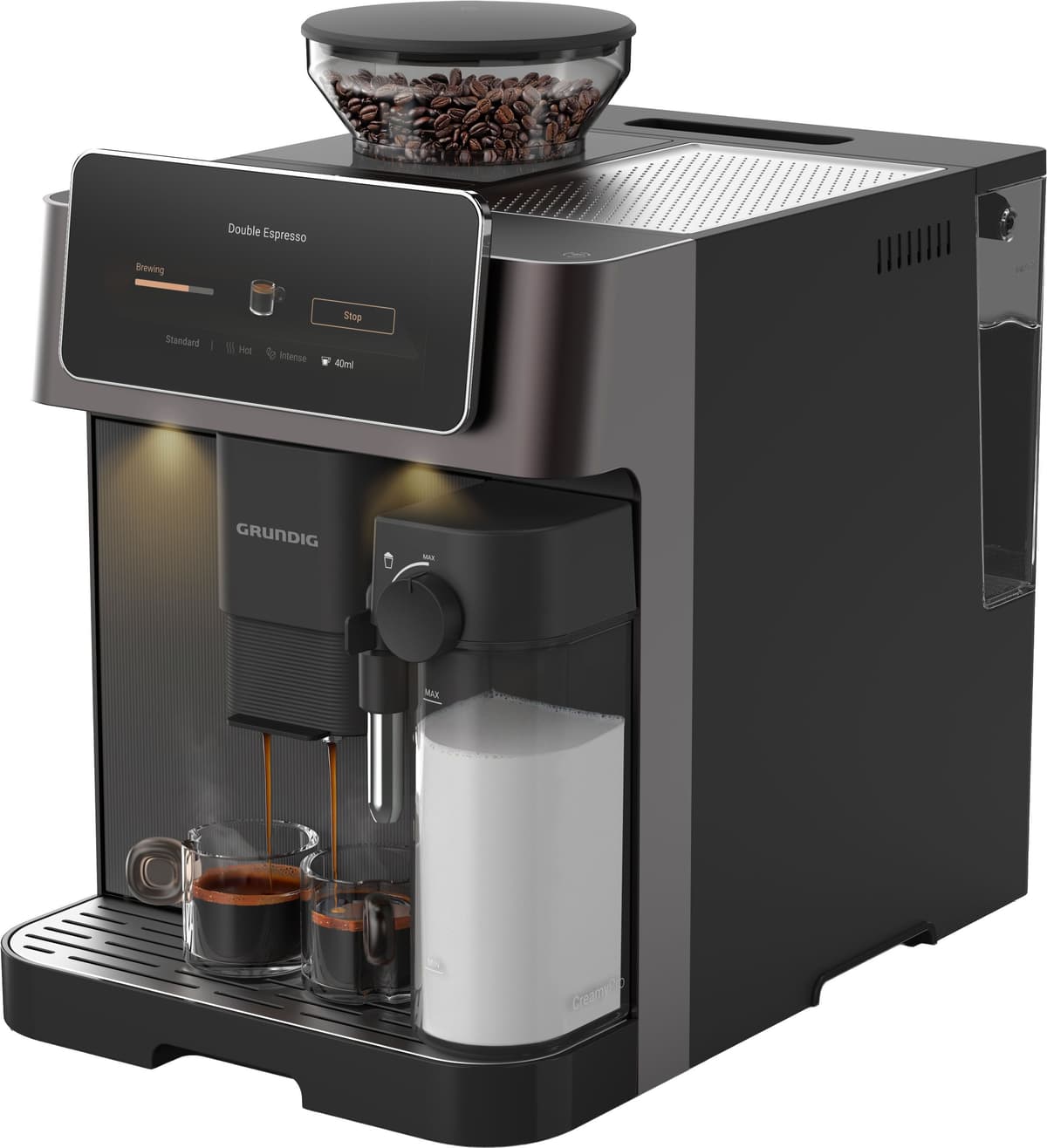 Grundig Kaffeevollautomat "KVA 9230", schwarz (dunkelbraun, schwarz), B:35,9cm H:27,5cm T:41,2cm, Kaffeevollautomaten, Premium Kaffeevollautomat mit App, 50+ Getränke & CreamyPro™, Kaffeevollautomat