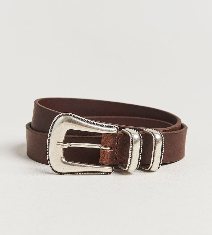 Nudie Jeans Western Silver Belt Dark Brown men 100 Brun