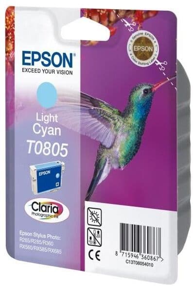 Epson Nr.T0805/c13t08054011 Blækpatron, Lys Blå, 3