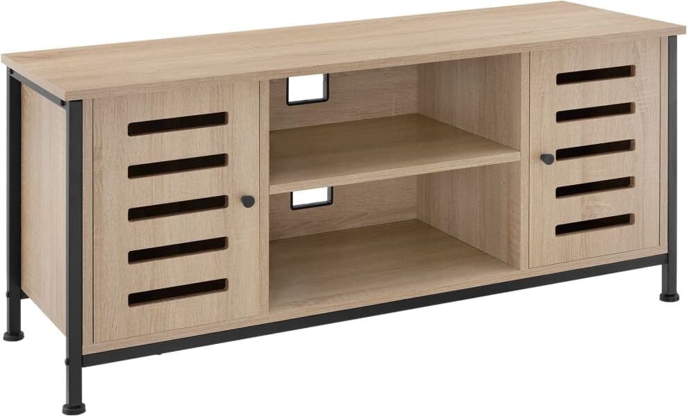 Tectake Mueble bajo para televisor 110x41,5x50,5cm, 2 puertas, madera clara