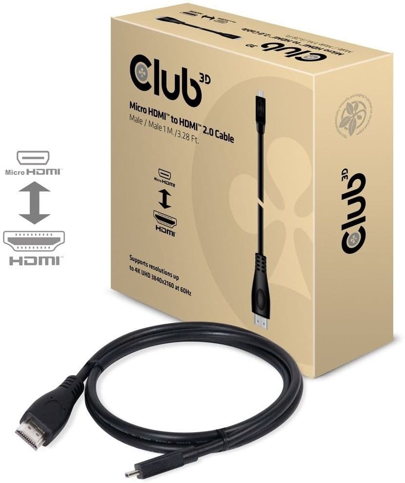 Club 3D Micro HDMI - HDMI 2.0 -Kaapeli 1 M