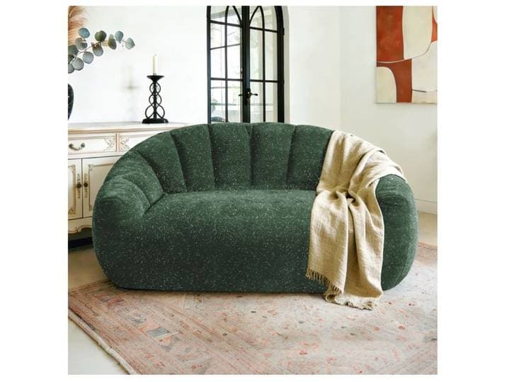 Canapé Droit Compressé Patte d'Ours avec Accoudoirs et Assise Spacieuse - ELVMI - Flanelle Verte 140 × 98 × 61 cm