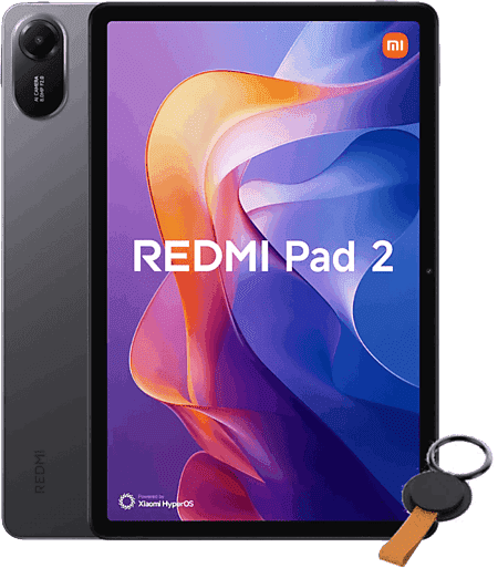 Tablet - Xiaomi Redmi Pad 2 + Ring Holder, 11 " 2.4K, 4 GB RAM, 256 GB, Dolby Atmos,MediaTek Helio G100 Ultra, Graphite gray, Incluye Holder