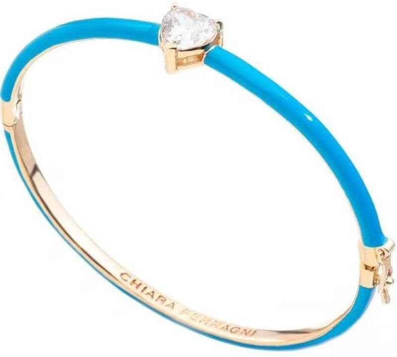 Pulsera Rígida Chiara Ferragni J19avi29 Con Corazón De Cristal Y Esmalte Turquesa 6cm Mujer