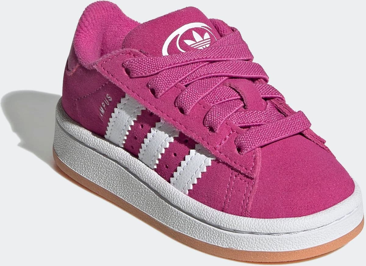 Sneaker ADIDAS ORIGINALS "CAMPUS 00S COMFORT CLOSURE ELASTIC LACE KIDS", Kinder, Gr. 25, rosa (semi lucid fuchsia, cloud weiß, gum 2), Leder, Synthetik, Schuhe Sneaker, für Babys und Kleinkinder aus Leder und Wildleder, mit Gummisohle semi lucid fuchsia, 