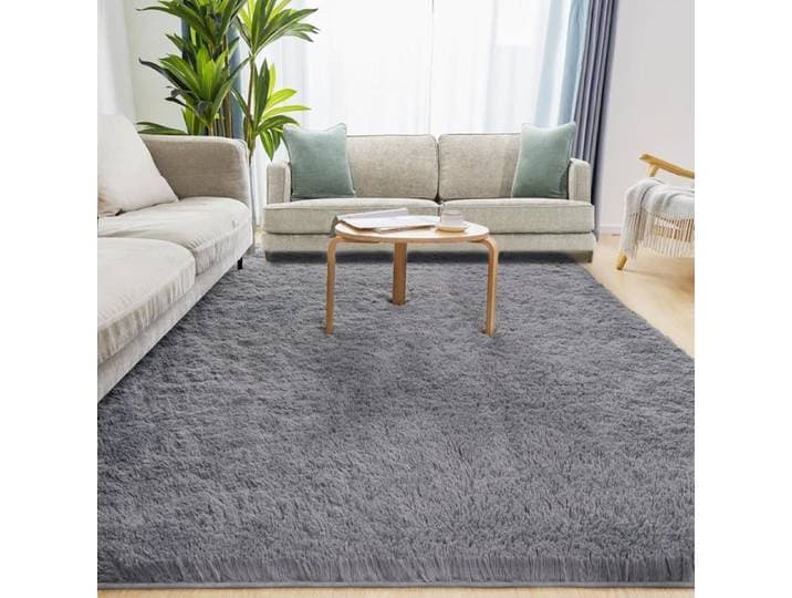 Tapis Salon Tapis Chambre 120X170cm Moelleux à Poils Longs Gris Moderne Pour Chambre Garçon/Fille Etude Bureau Antidérapant