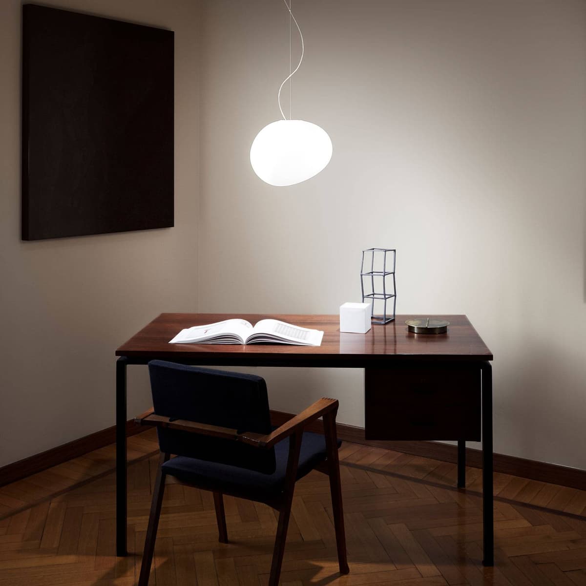 Foscarini Designer Pendant Light Gregg grande, dimmable, White / opal, Living / Dining Room, Glass, Design, Ceiling Light