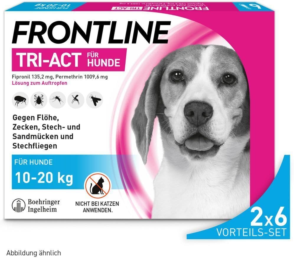 Frontline Tri-Act gegen Zecken, Flöhe und fliegende Insekten beim Hund (10-20kg) 2x6 St Lösung