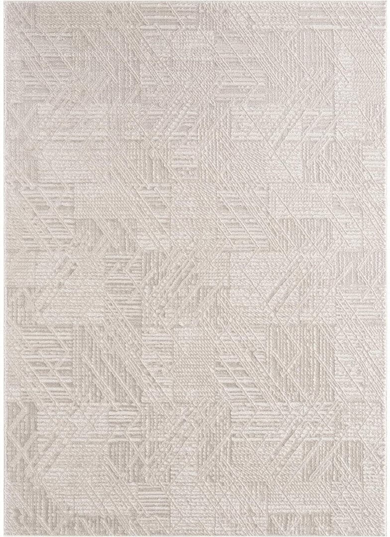 Ruglenza Home Ruglenza Modern Area Rug - Soft Pile Easy Clean Carpet for Living Room & Bedroom, Durable Synthetic Fibre, Stylish Home Decor Rug Beige-Geometric 120 x 170 cm