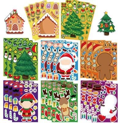 Modern Mode Marketplace Kids DIY Puzzle Stickers Cartoon Christmas Snowman Party Decor Waterproof Jigsaw Toy Make A Face 6