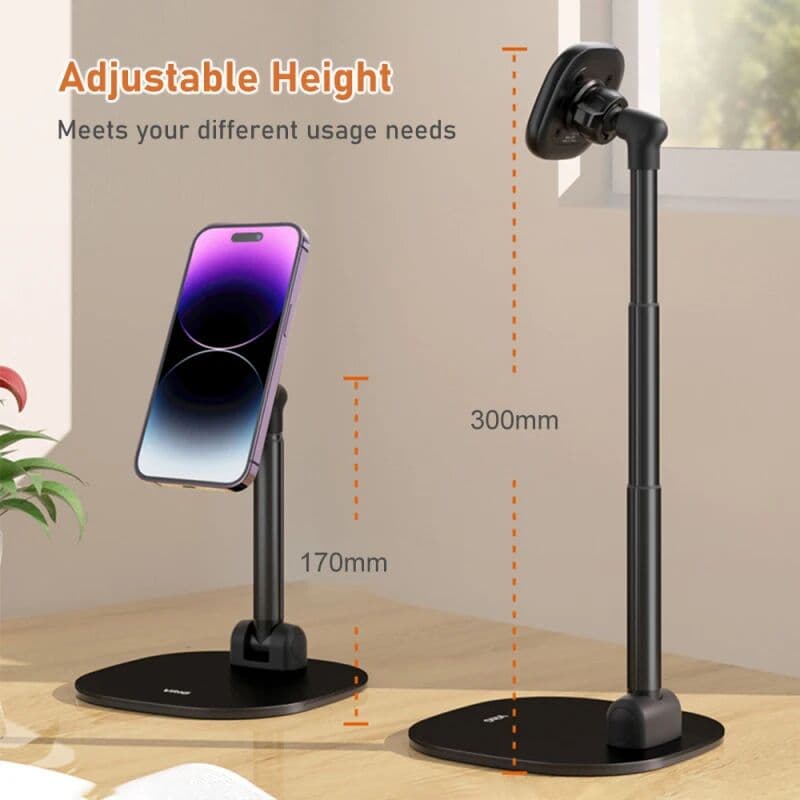 NONE VRIG MG-04 Foldable Desktop Phone Stand with 360° Rotatable Magnetic Phone Mount Phone Holder Adjustable Height for iPhone