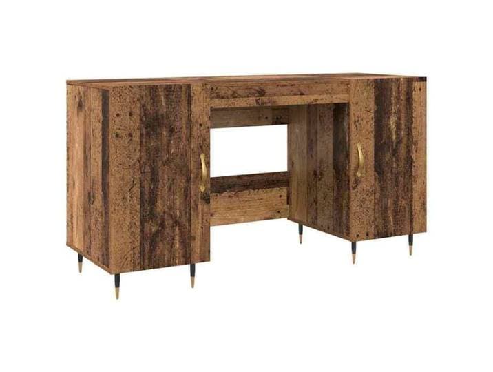 Bureau industriel en bois d'ingénierie - CLARENCE - 140x50x75 cm - Bois ancien - Grand espace de stockage