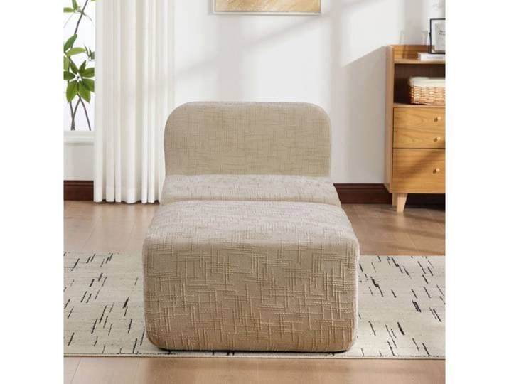 Canapé compressé modulable 1 place en chenille Light Khaki mousse 30D sans montage base antidérapante