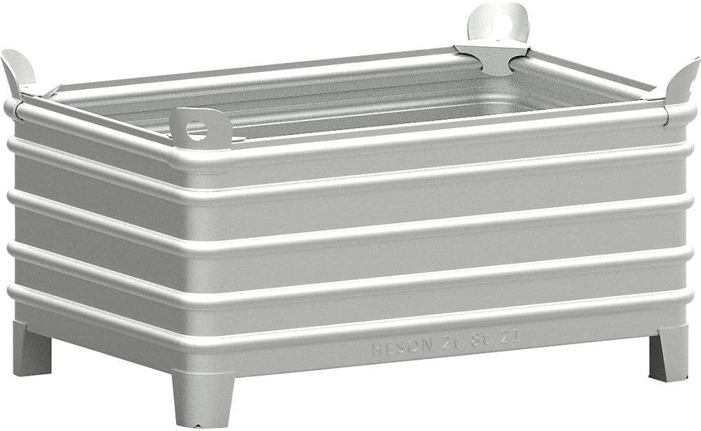Schwerlast-Stapelbehälter, BxL 800 x 1200 mm, mit Ecktaschen, feuerverzinkt, ab 1 Stk Heson