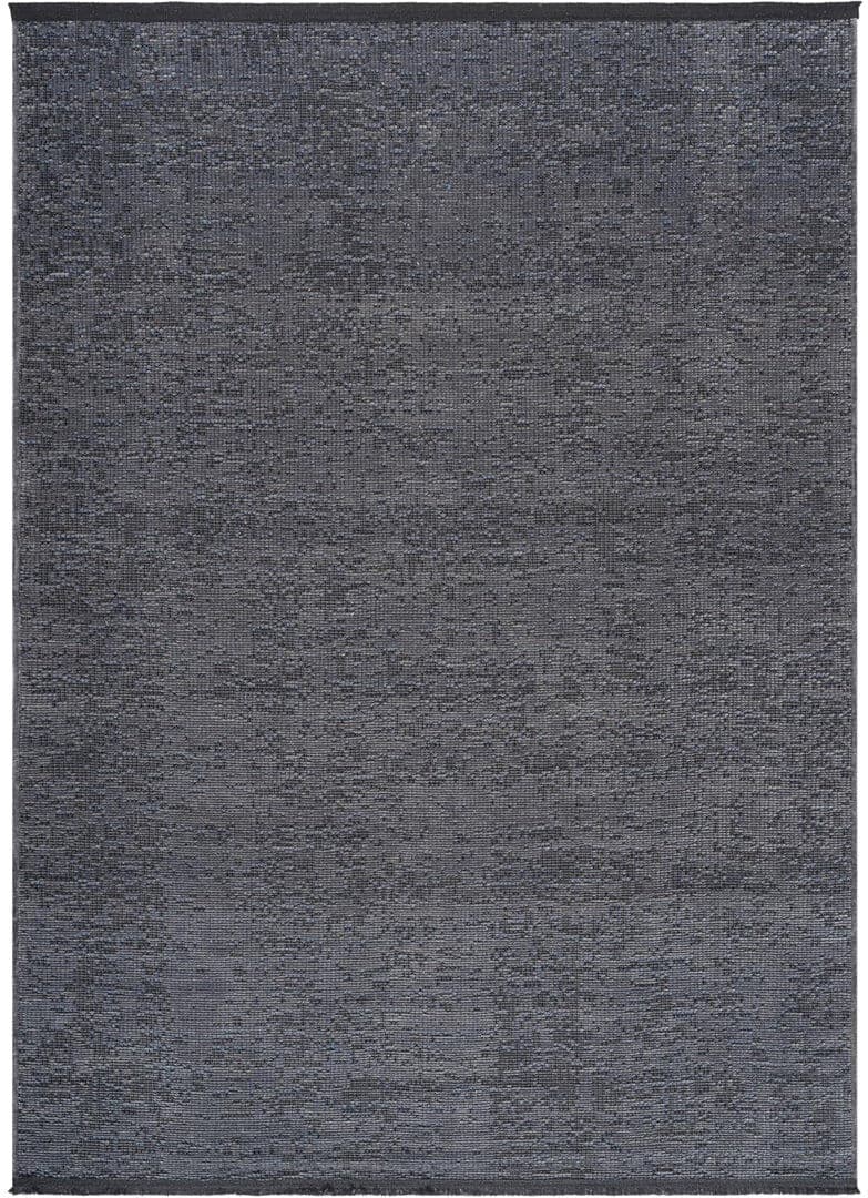 Ruglenza Home Ruglenza Modern Woven Rug - Washable Soft Touch Carpet, Non Slip Base, Easy Clean Wool Blend Texture, Decorative Area Rug for Living Room & Bedroom Anthracite/Blue 160 x 230 cm
