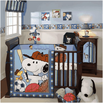 Lambs & Ivy Team Snoopy 5 Piece Crib Bedding Set