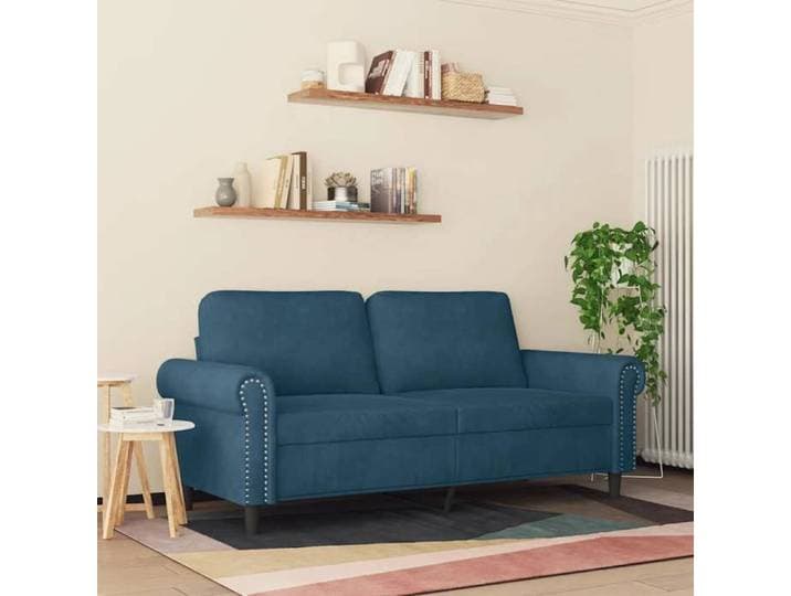 Bleu SOFA - PHSH - Canapé avec 2 places - contemporain - Bleu 140 cm Velours C1826