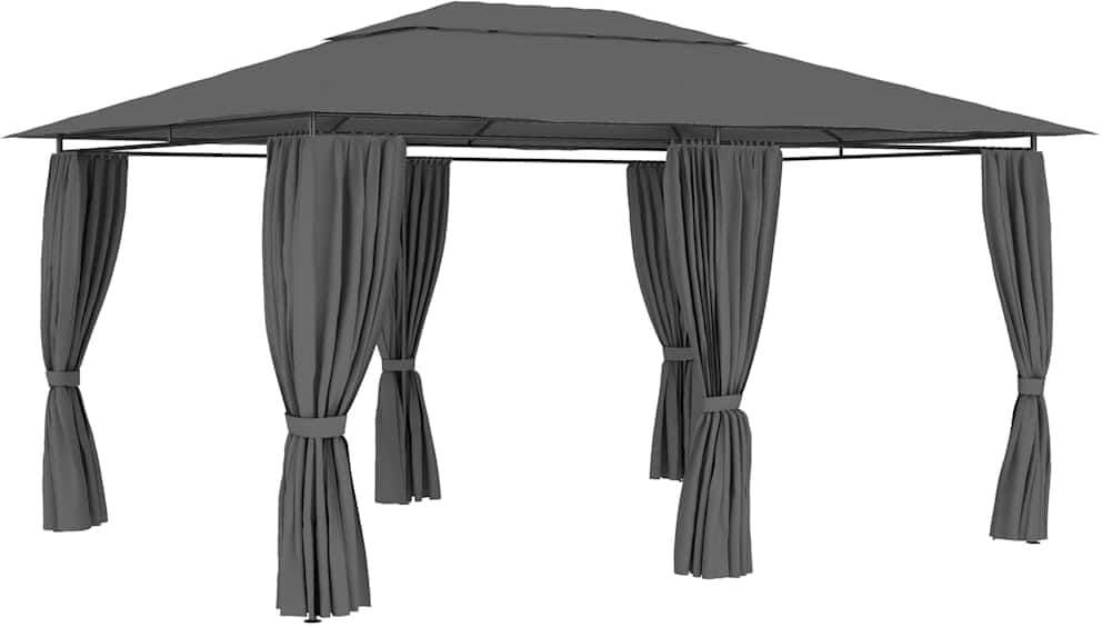 vidaXL Tonnelle de jardin avec rideaux 4 x 3 m Anthracite
