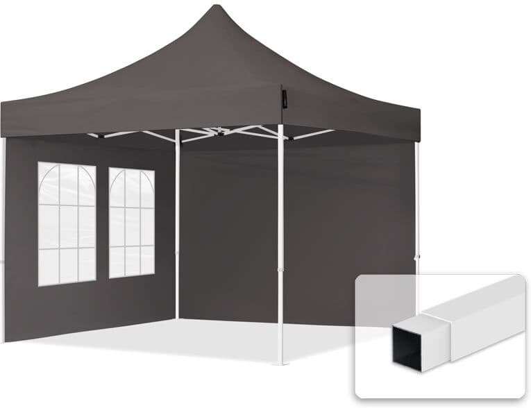 TOOLPORT 3x3m, stål, easy-up-pavillon, 2 sidedele, mørkegrå - (59037)