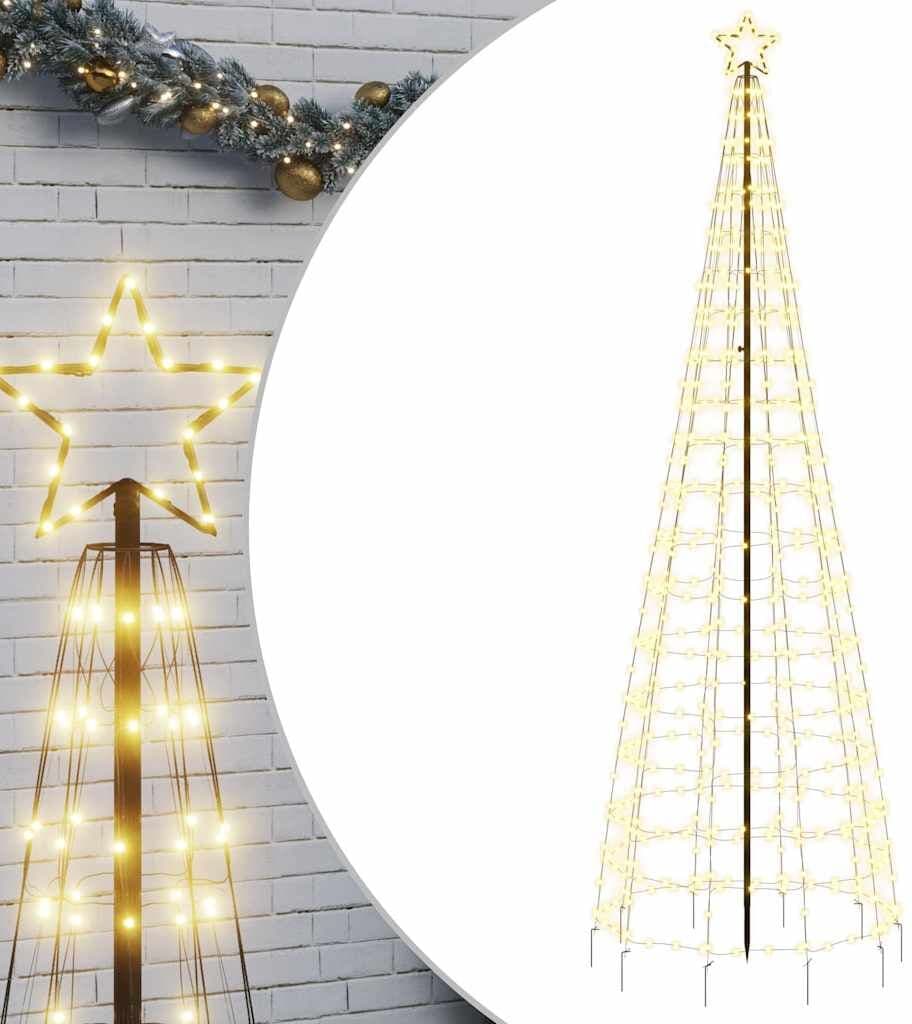 vidaXL Sapin de Noël à LED avec piquets 570 LED blanc chaud 300 cm