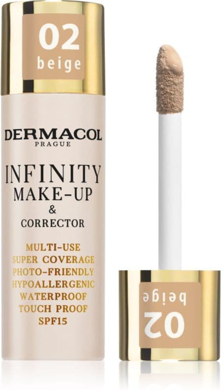 Dermacol Infinity Βάση πλήρους κάλυψης SPF 15 απόχρωση 02 Beige 20 γρ