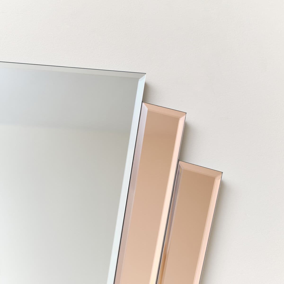 Pink Art Deco Fan Wall Mirror - 60cm x 48cm Glass, Wood, Metal