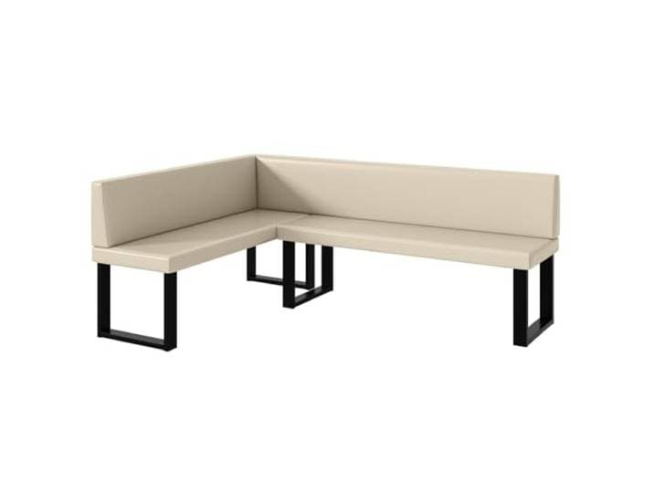 MEBLINI Eckbank für Esszimmer - Küchenbank - Essecke - Sitzecke Küche - Toni - U-Beine 142x196x87cm Links - Creme Kunstleder