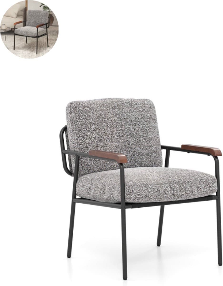 Moderne grijze relaxfauteuil met armleuningen voor volwassenen