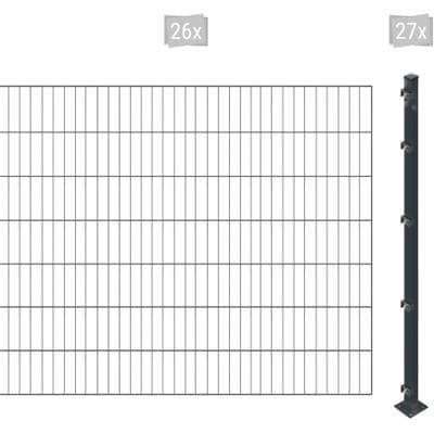 Einstabmattenzaun ARVOTEC "ESSENTIAL 140 zum Einbetonieren", grau (anthrazit), H:140cm, Kunststoff, Stahl, Zaunelemente, Zaunhöhe 140 cm, Zaunlänge 2 - 60 m