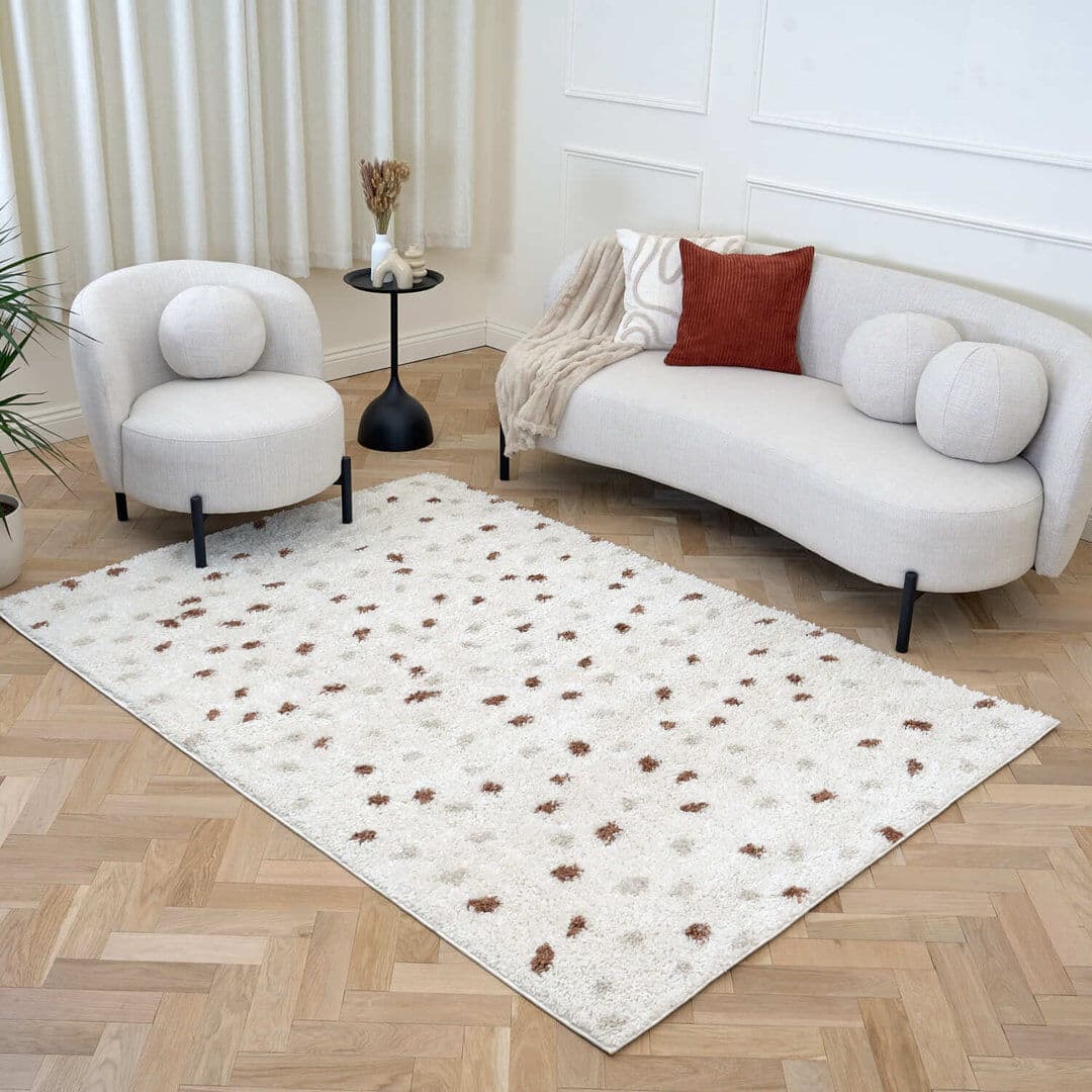 THE RUGS Moodi Modern Shaggy Area Rug Abstract Speckled Design Light Beige/Terra Rectangle 120 x 170 cm