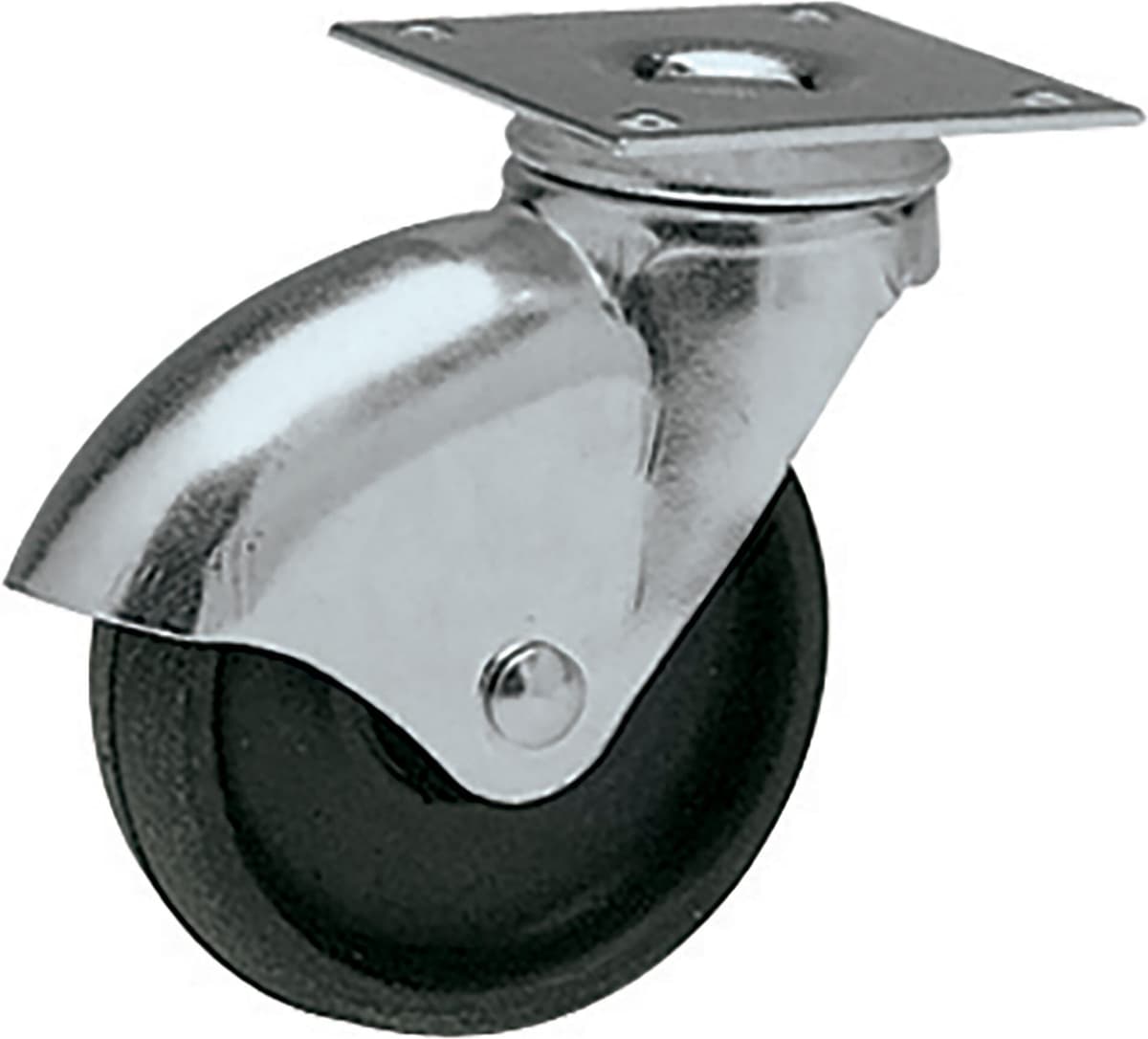 Rocarr RUOTA A CUFFIA Ø 50 mm PORTATA 30 kg POLIPROPILENE NERO SUPPORTO A PIASTRA GIREVOLE
