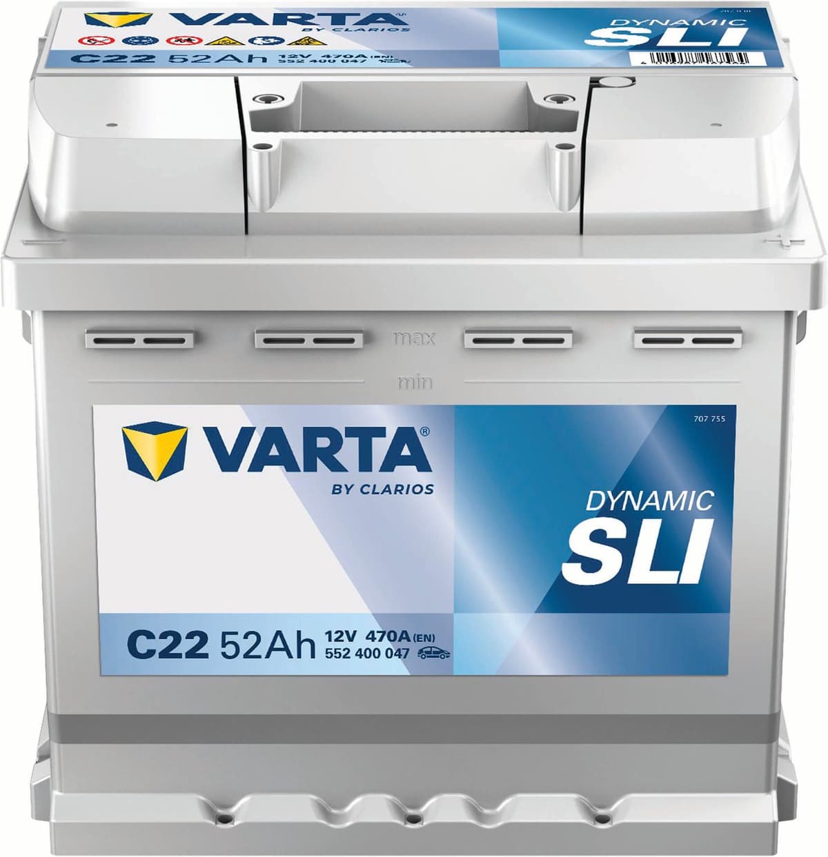 Varta BATTERIA AUTO 52 Ah  DYNAMIC SLI SPUNTO 470 A 207x175x190 mm (LxPxH) PESO 13,5 kg