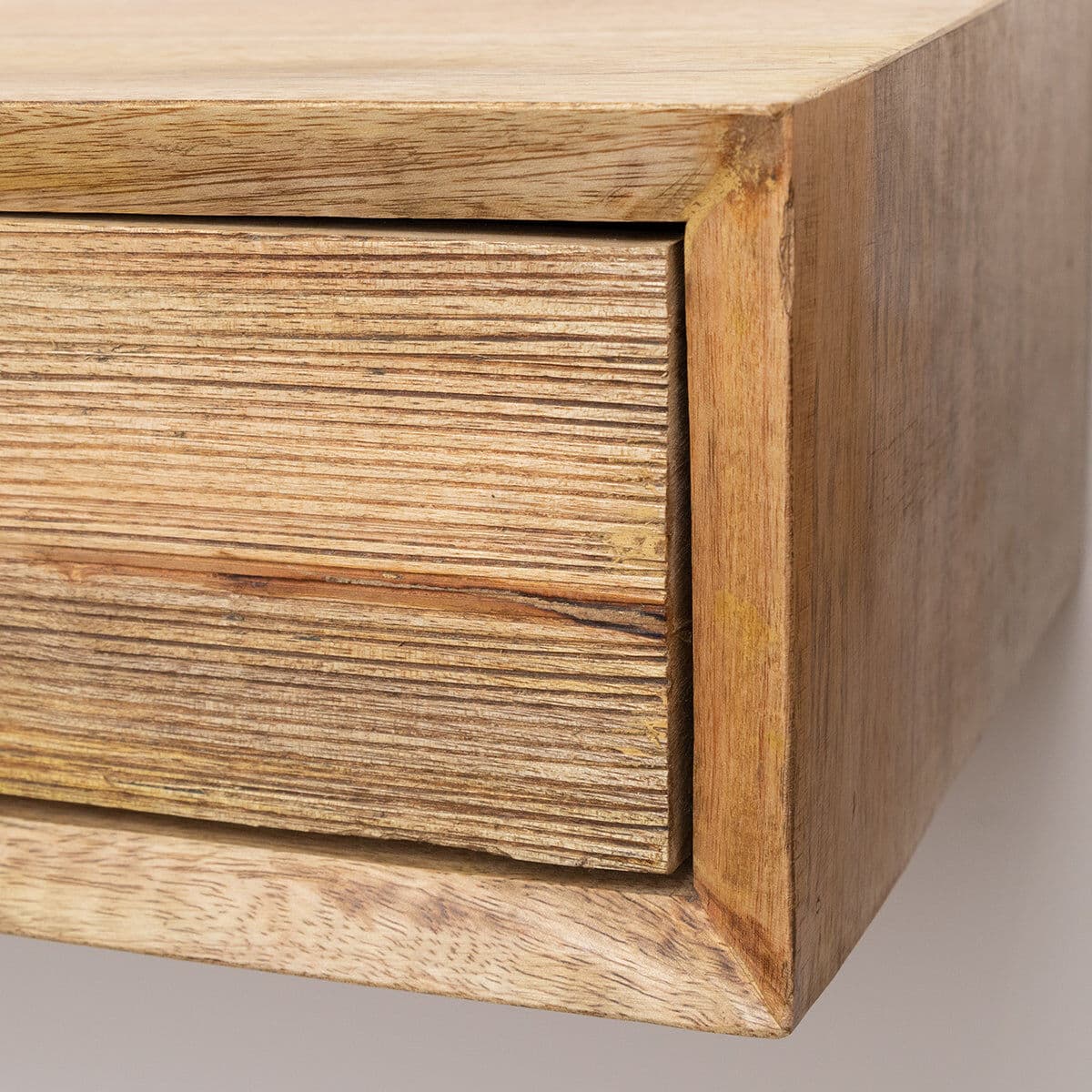 Natural Wood Textured Wall Mounted Bedside Table Material: Furniture/Bedside Tables