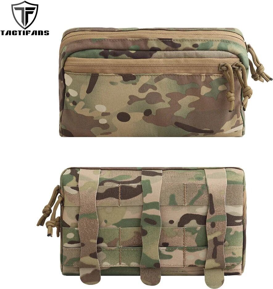 TACTIFANS Tactical Utility Pouch Front Molle Admin Pouch General Purpose Zipper Closure Plate Carrier Placard Hunting Vest Accessories