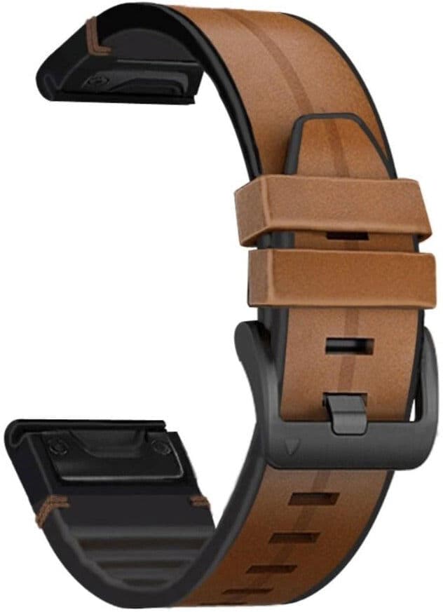 INCOVER Universal Garmin 22mm QuickFit Læder & Silikone Rem - Lysebrun