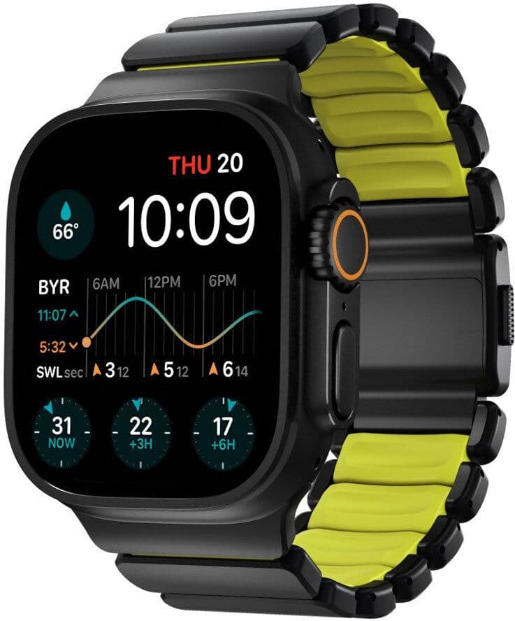 Nomad Apple Watch (42 / 44 / SE / 45 / 46 / 49mm) Stratos Rem - Black Titanium - Volt