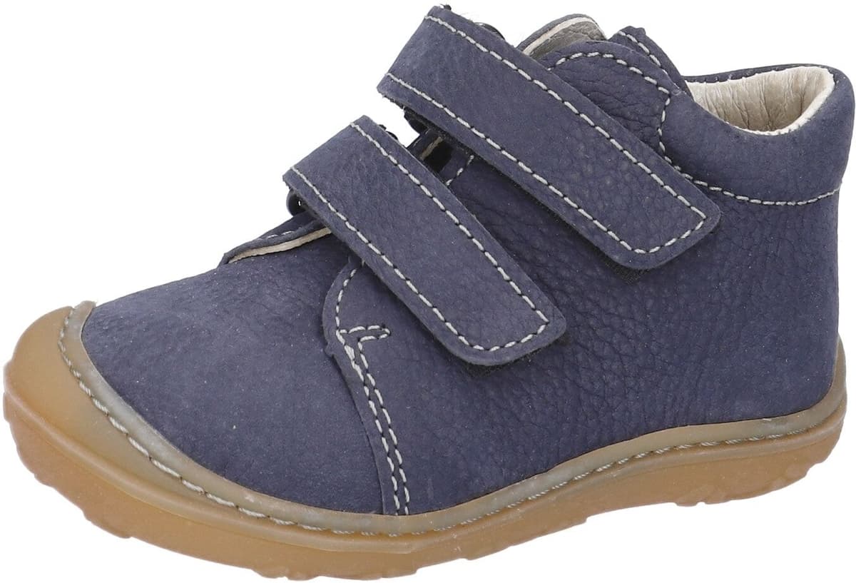 Lauflernschuh PEPINO BY RICOSTA "CHRISY, WMS: mittel", Mädchen, Gr. 21, Leder, blau (navy), Schuhe Lauflernschuh, Klettschuh, herausnehmb. Innensohle, Größenschablone zum Download