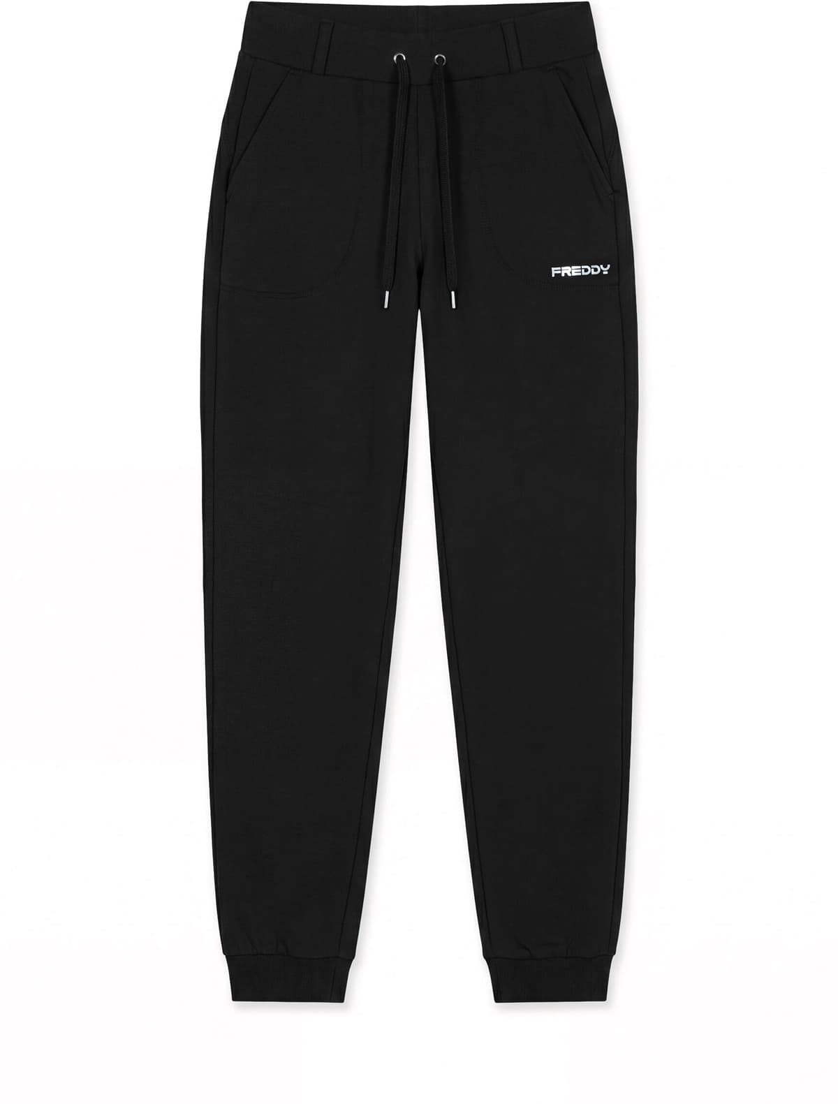 Freddy Jogger donna con tasche applicate e fondo a polsino Nero Donna Extra Small