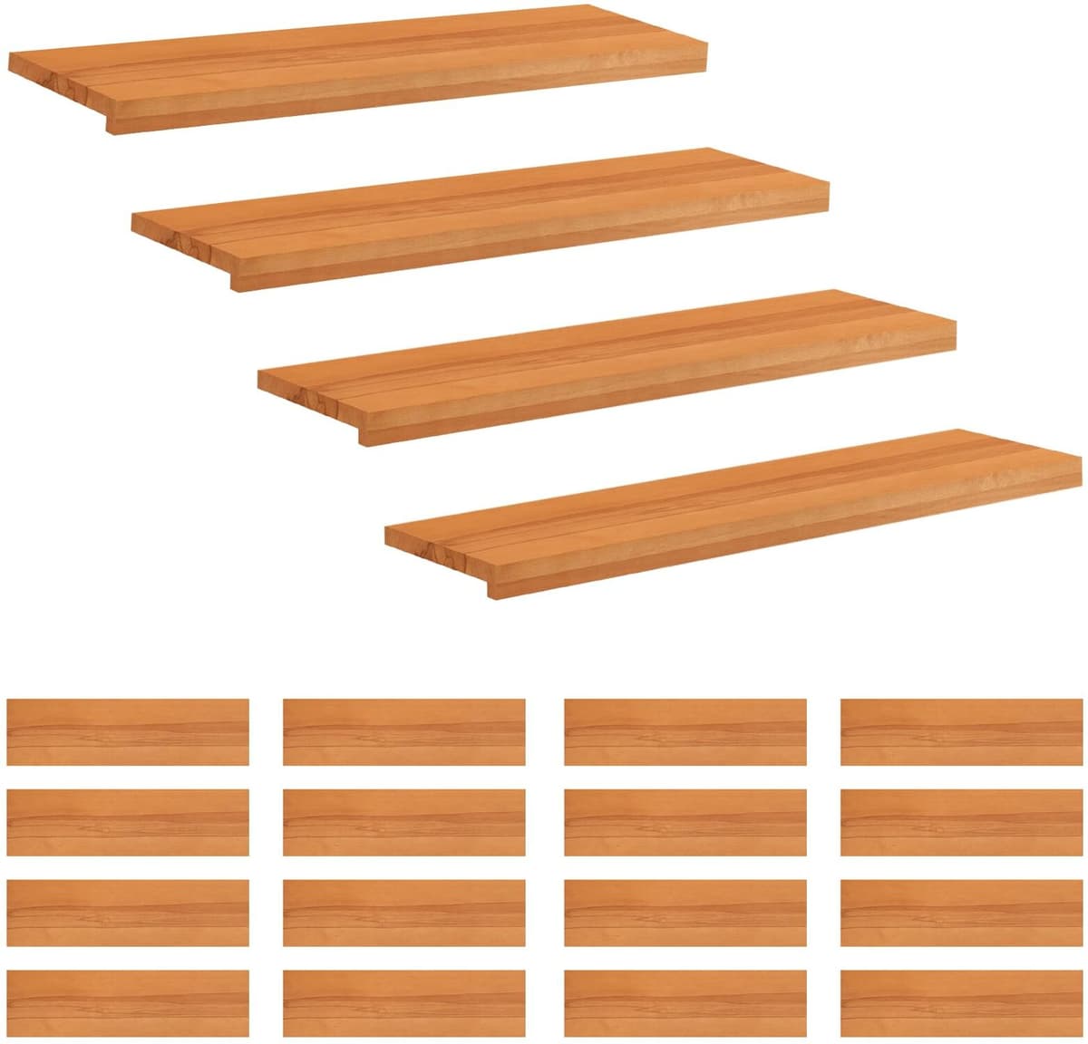 vidaXL Marches d'escalier 20 pc 100 x 25 x 2 cm Marron Clair